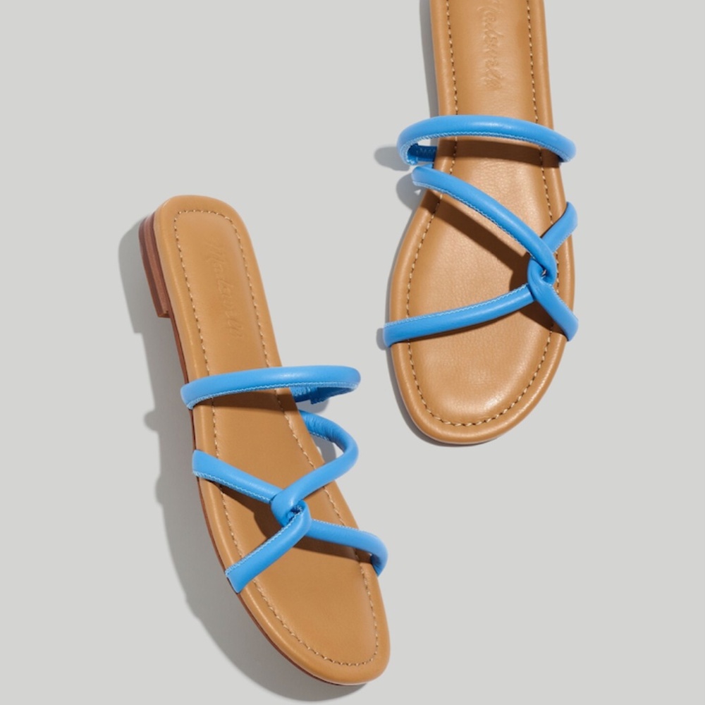 Madewell the Amel Slide Sandal in Ornamental Blue size 6.5 Womens